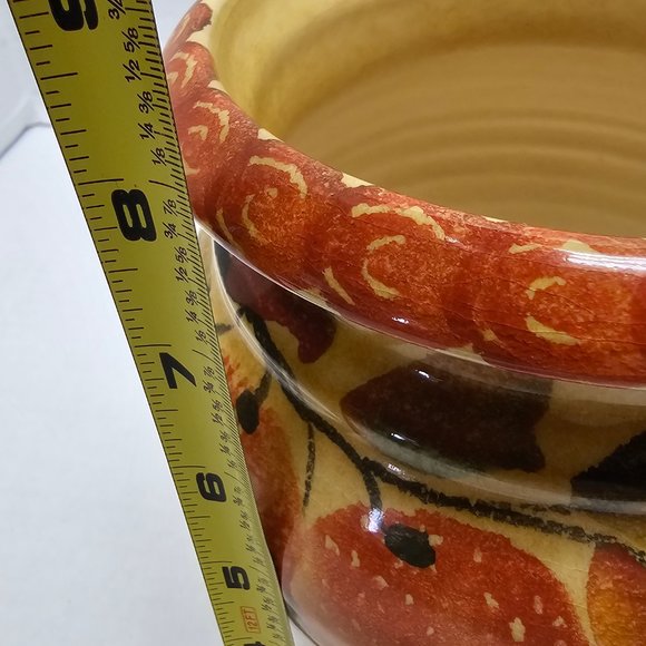 Italica ARS Hand Painted Pottery Ceramic warm orange Fruit Peach Vase Italy - Picture 14 of 16